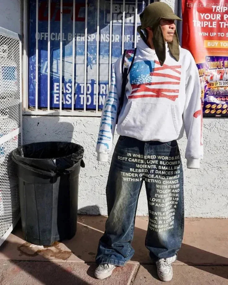 light-wash, baggy-fit denim jeans Blue