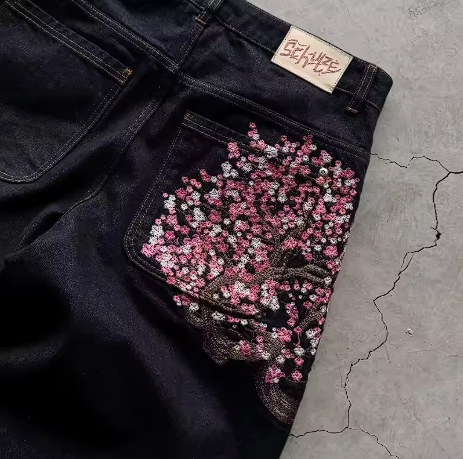 Cherry Blossom Baggy Jeans